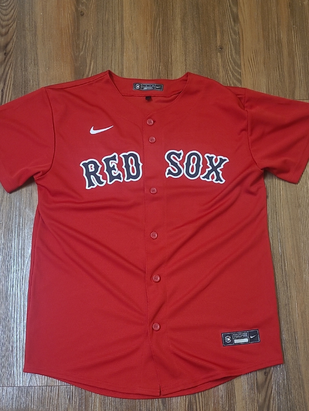 Nike Red Boston 'RED SOX' Button-Front Baseball Jersey‎